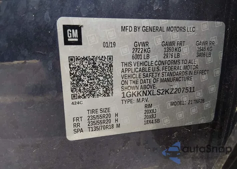 2019 GMC Acadia Denali из США, поврежденный, VIN 1GKKNXLS2KZ207511